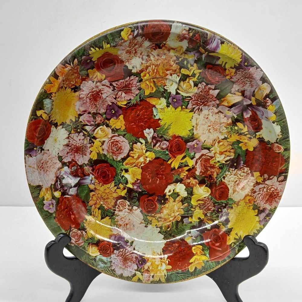 Vintage Daher Decorated Ware Tin Serving Bowl Tray England  Floral